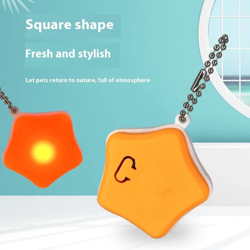 Blue rechargeable silicone pendant safety light for pets with three lighting modes