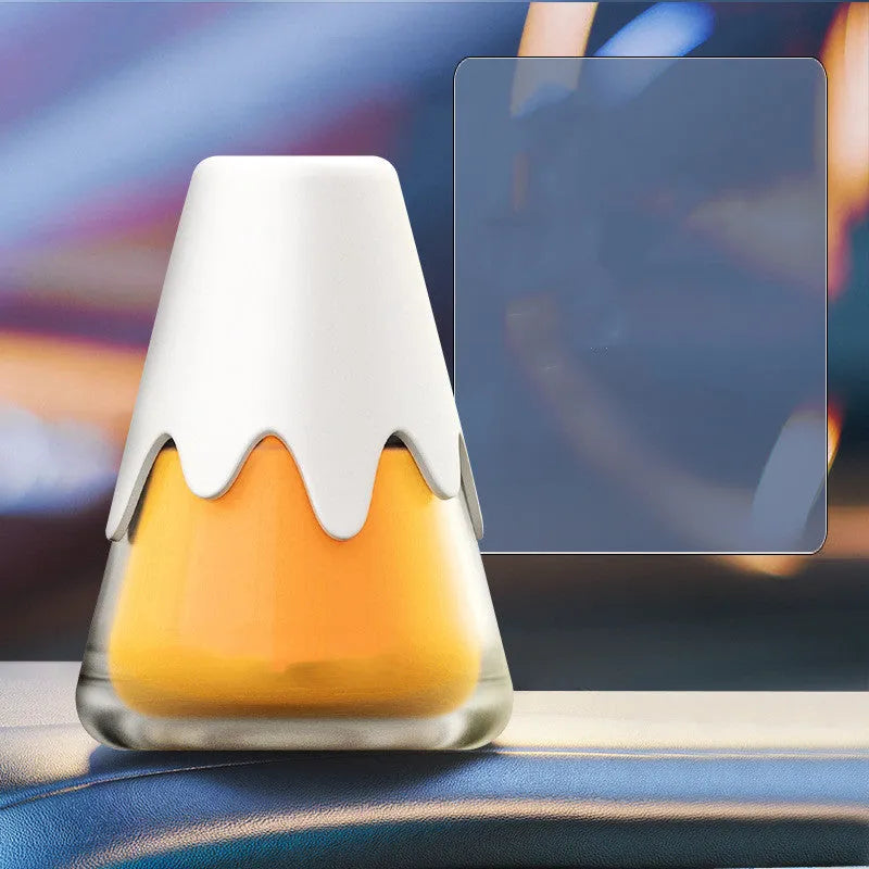 Snow mountain car aromatherapy glass jar diffuser in purple, lime, laurel or blue colour options