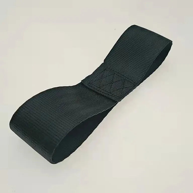 Electric door limit fixing strap for vehicle door opening control with mounting hardware