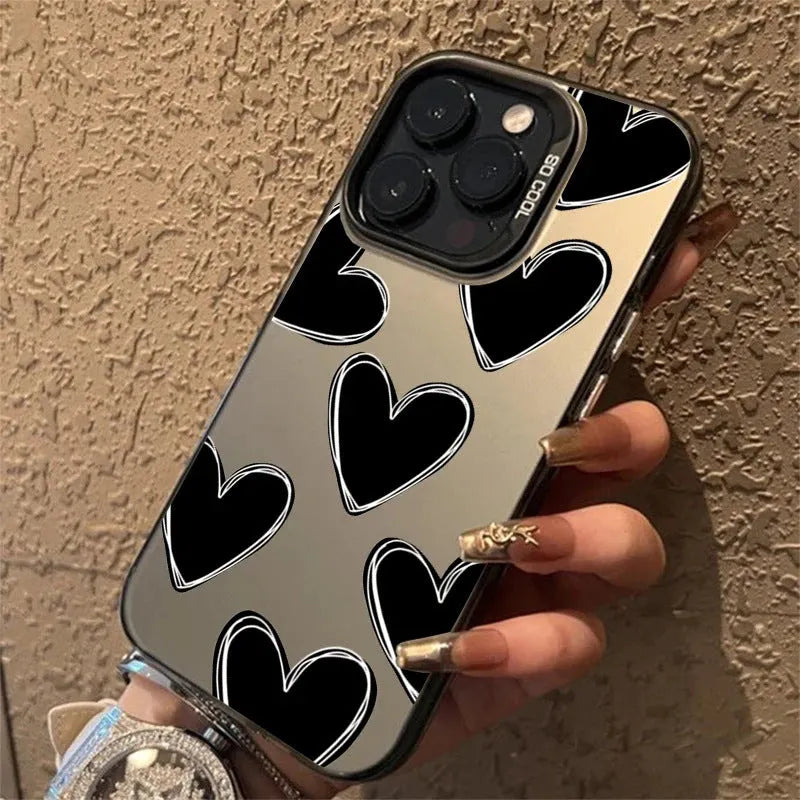 Heart mobile phone shell PC laser love pattern gray case for Apple iPhone models