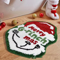 Christmas hallway mat with irregular shape and festive printed designs including Santa Claus pattern