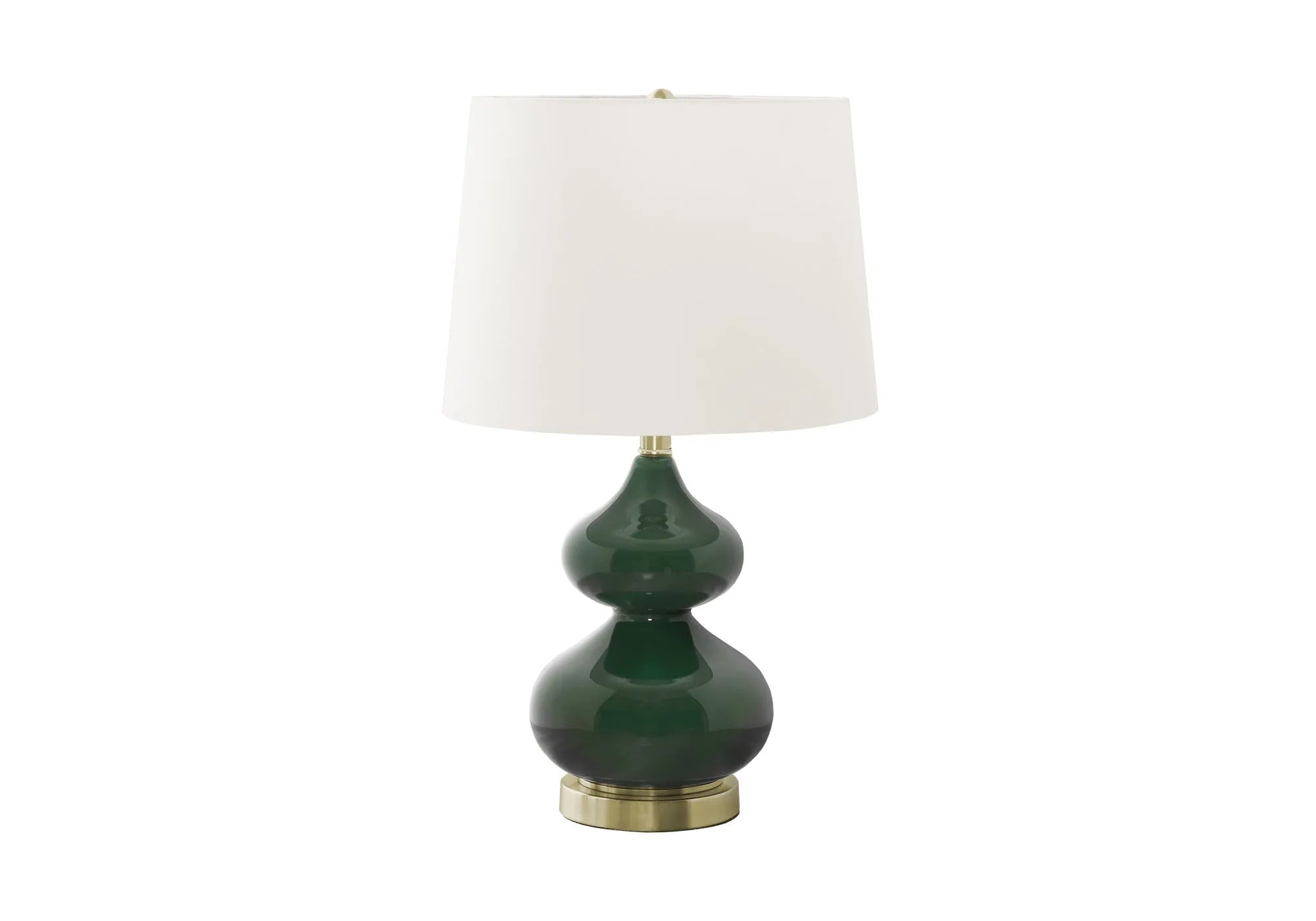 64cm tall crystal glass desk lamp with dark blue cloth lampshade on wooden desk