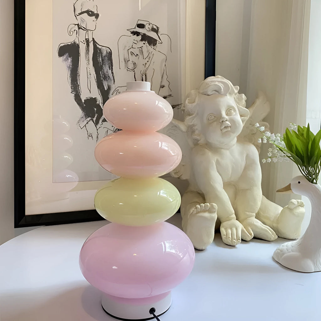 Candy String Rainbow table lamp with glass shade and iron body in macaron colours