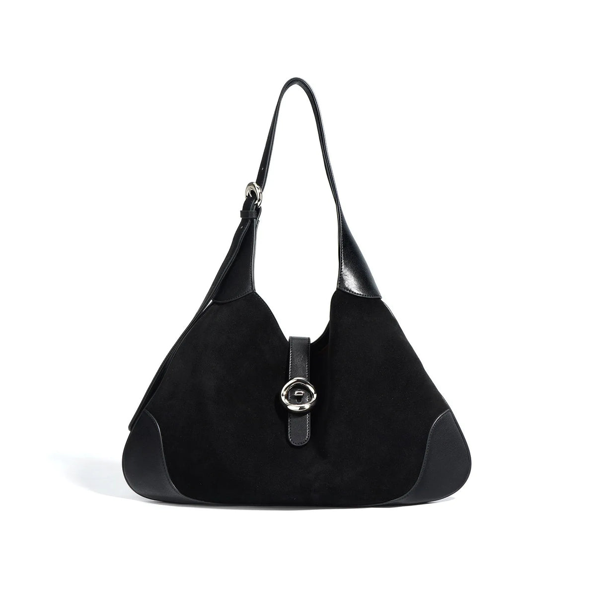 New shoulder bag retro commuter cowhide niche oval shape matte finish black colour with single strap
