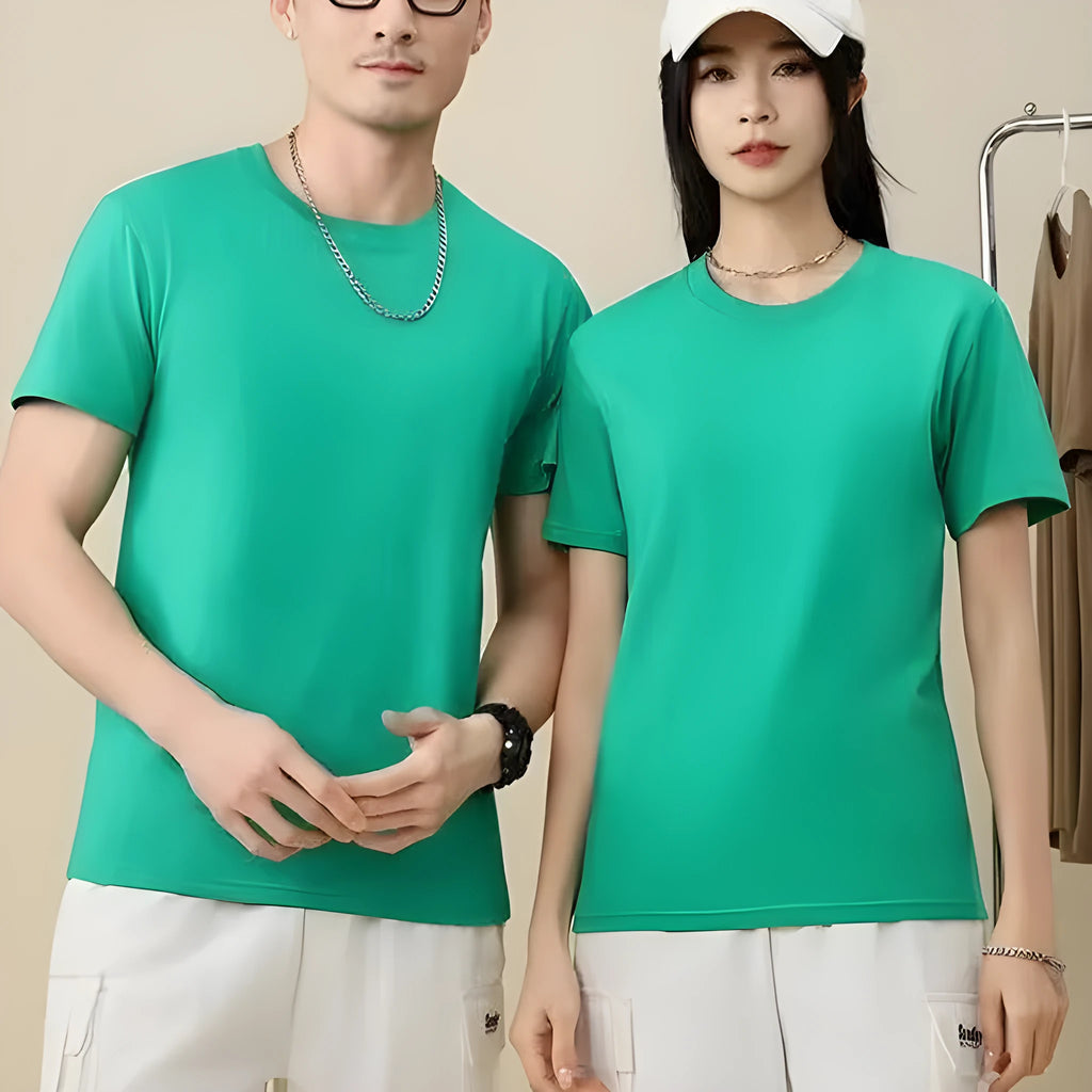 Loose fit cotton t-shirt in multiple solid colours including navy blue, red and white
