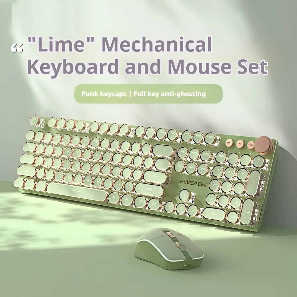 Matcha 87-key wired keyboard with white backlighting and multifunctional knob, aluminium alloy construction