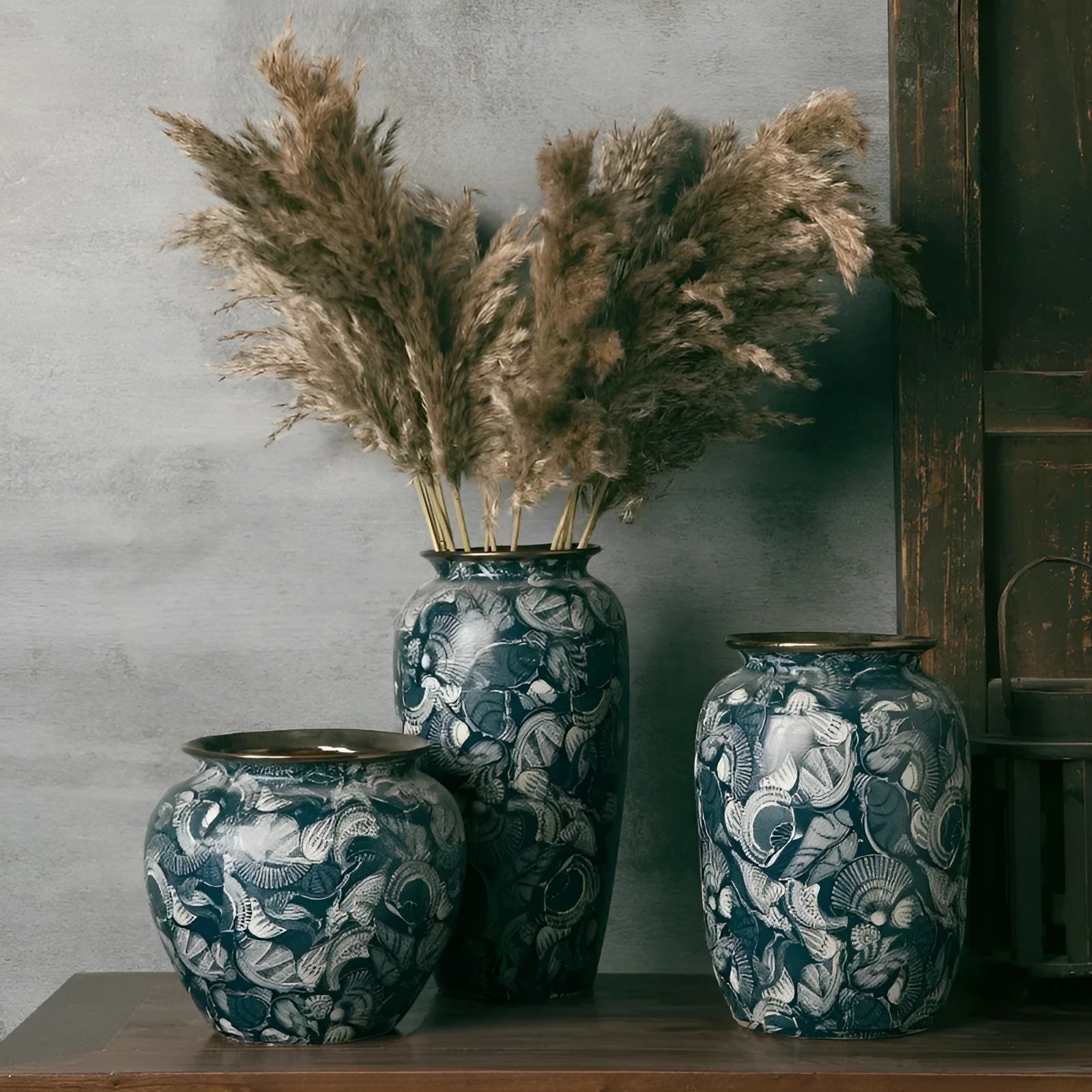New Chinese retro artistic ceramic vase with decals on a table