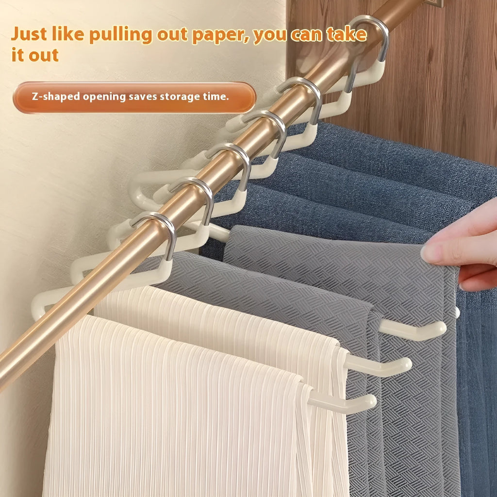 Z-shaped non-slip trousers hanger in cream white stainless steel dipped finish