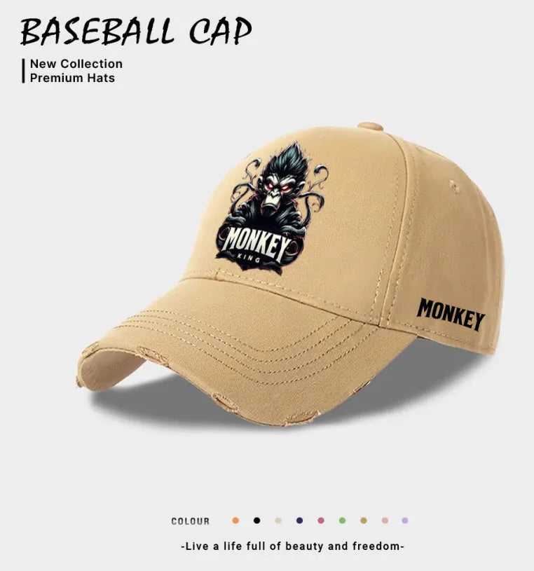 Men's casual polyester baseball cap in beige, black, and blue colours, front view