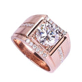 Men's adjustable open mouth imitation moissanite ring in electroplated copper with diamond geometry