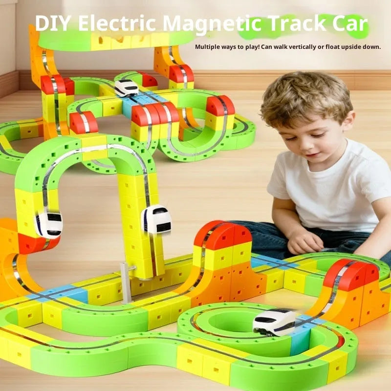 Upgrade Plus-sized variable magnetic force track train set with ABS plastic magnetic rail car