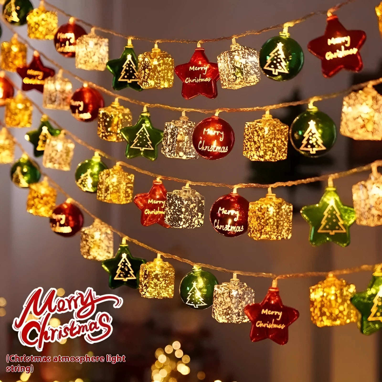 XINGX heart-shaped electroplated ball Christmas tree pendant lights in metallic colours