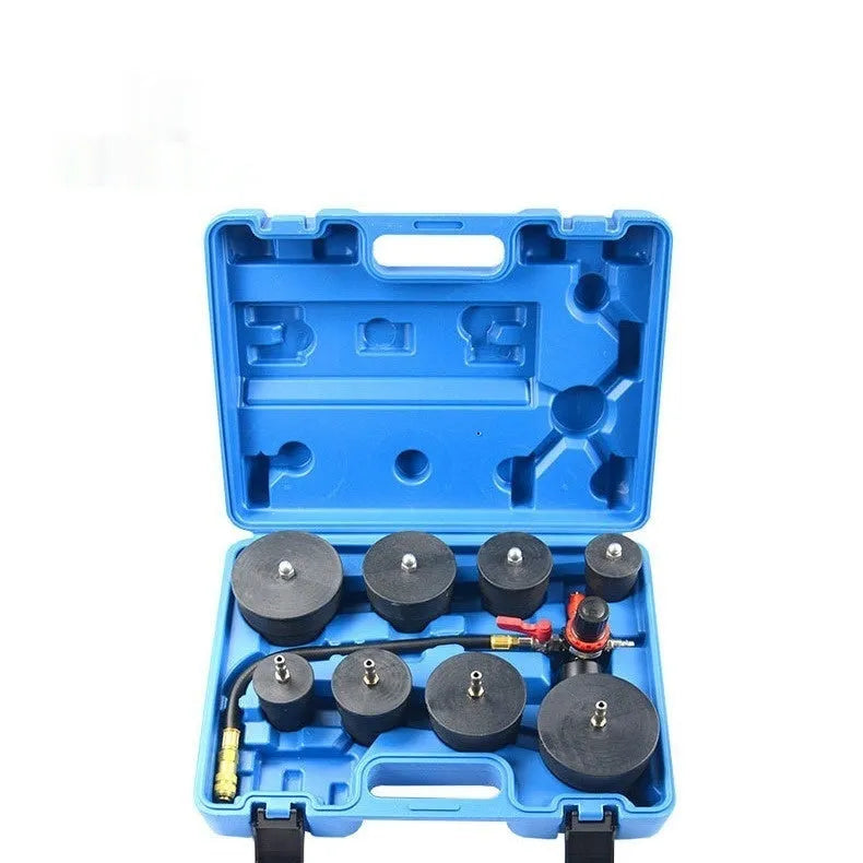 Nine-piece alloy steel turbo test instrument set with blow box for automotive turbocharging system diagnosis