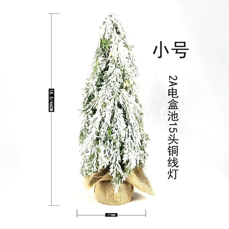 Small 24-inch plastic Christmas tree sprayer with snow simulation effect and built-in festival lights