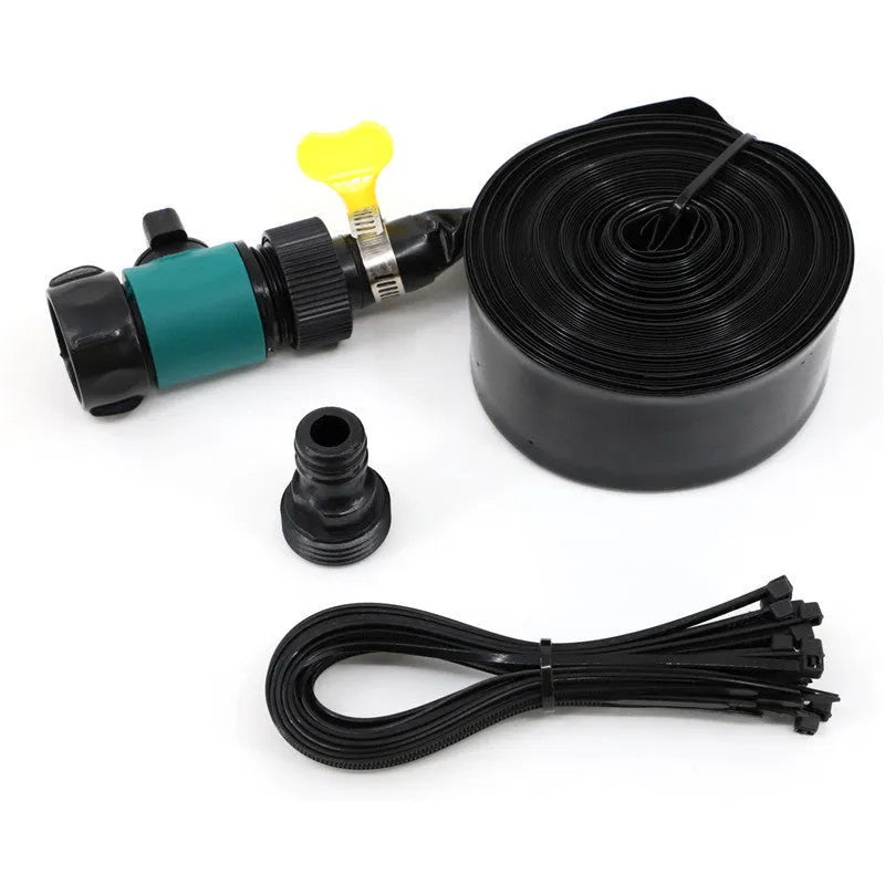 Portable PVC garden sprinkler with solar water cooling in blue or orange colour