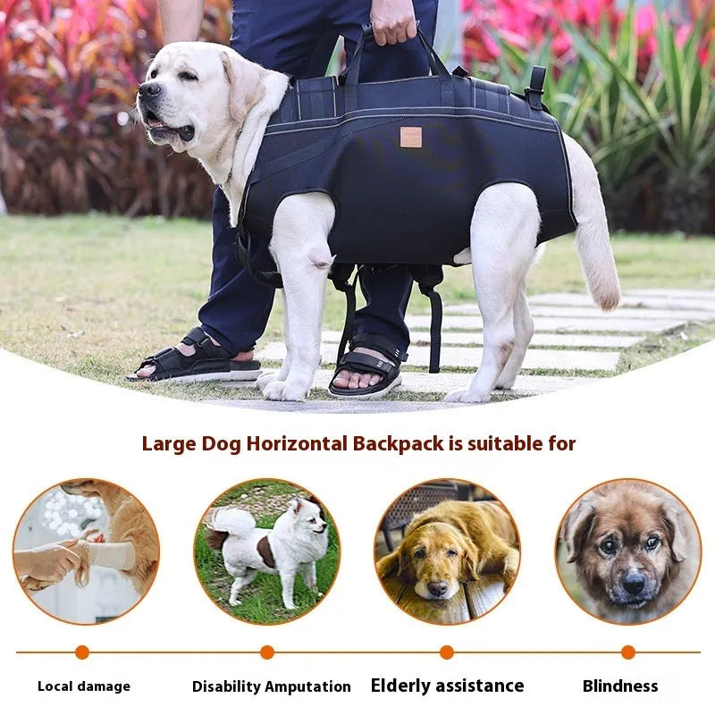 Black Oxford cloth dog backpack for medium to large dogs with soft construction