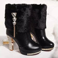 Women's ankle boots with chunky high heel 6-8CM, artificial PU upper, solid colour, black or white, sizes 35-41