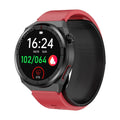 Blood pressure voice broadcast sport smart watch in black with TFT touch screen and silicone strap