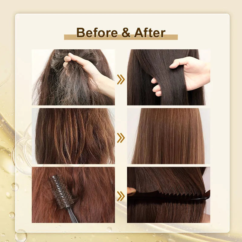 Yellow hair essential oil in 50ml bottle with dropper for curly hair repair and scalp treatment