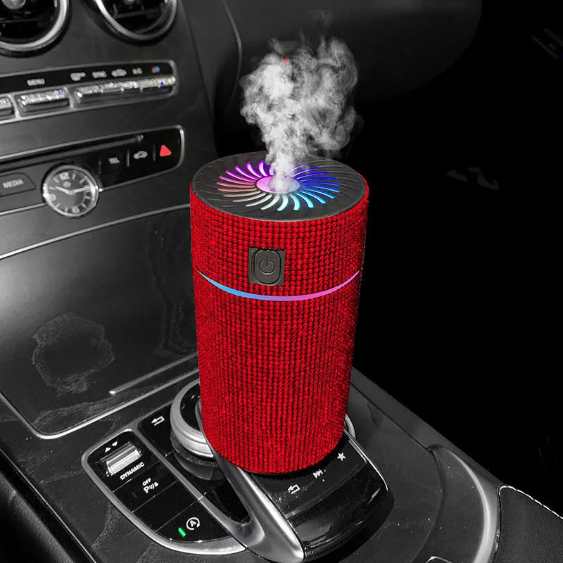 Car-mounted air humidifier and purification system with water-diamond filter measuring 14cm