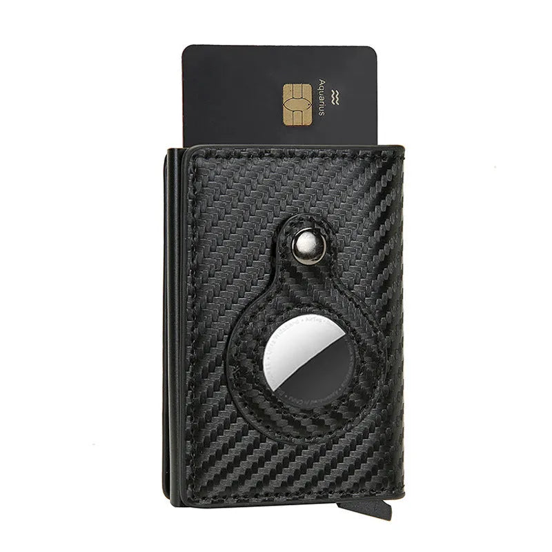 Men's short multifunctional PU leather card holder wallet with banknote clip and card slot in black
