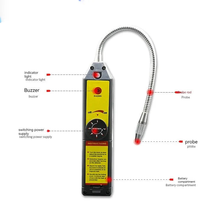 WJL-6000 electronic halogen leak detector with 20cm flexible probe for automotive air conditioning refrigerant testing
