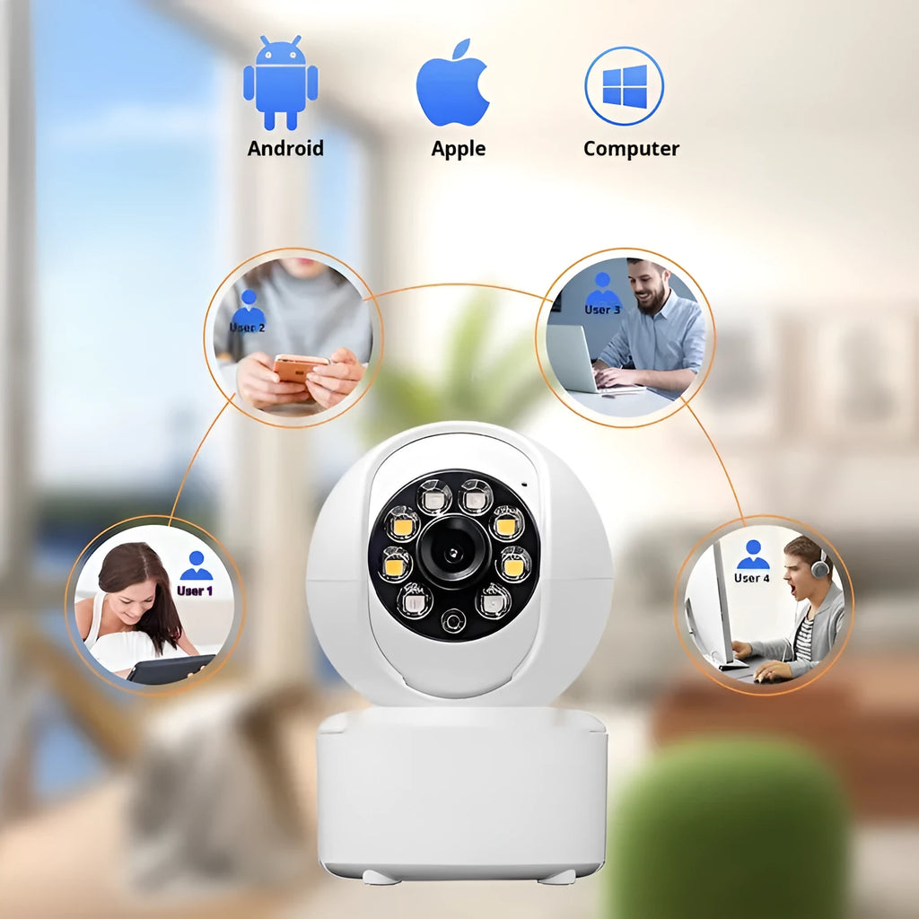 1080p panorama security camera with ceiling mount and infrared LEDs for night vision