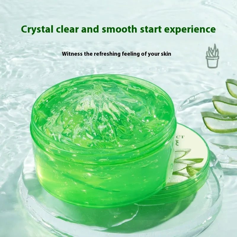 300g jar of aloe vera facial gel with application spoon for acne control and hydrating moisturiser