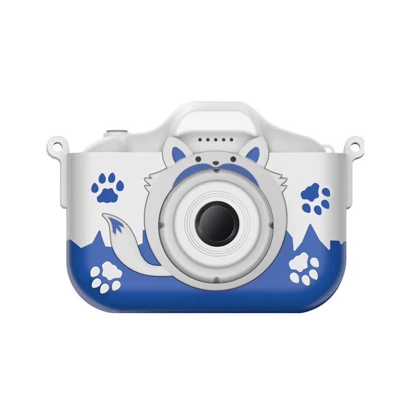 Children's HD cartoon digital camera in orange with compact design and lanyard
