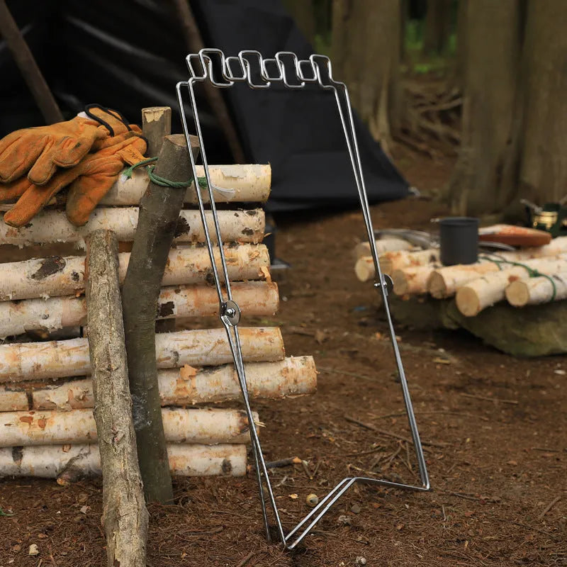 Stainless steel folding garbage bag bracket in Korean style design for outdoor use