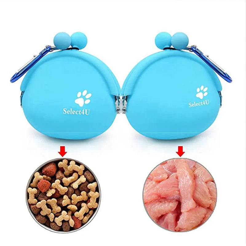 Silicone dog treat waist bag with hook and loop closure in multiple colour options