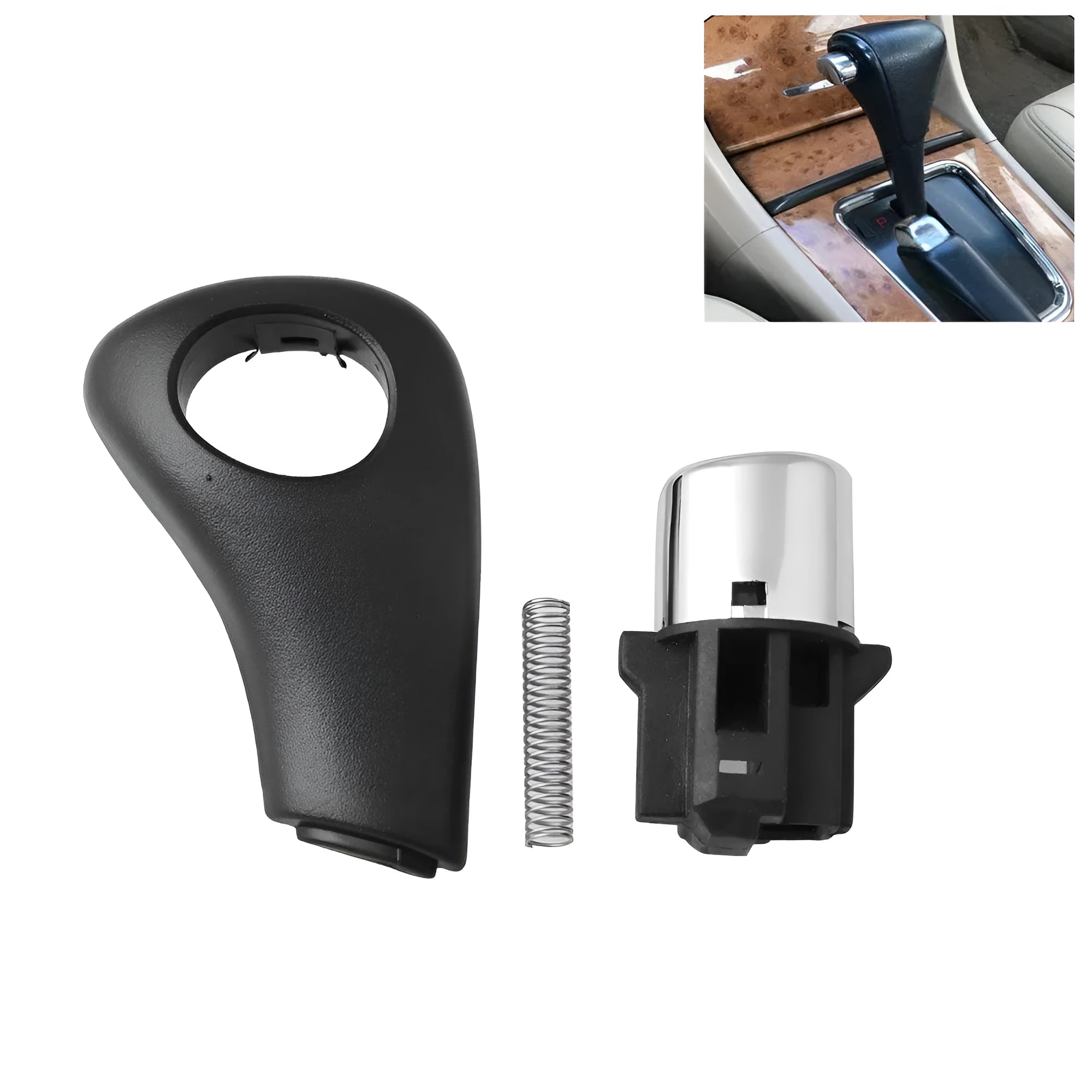 Black ABS gear shift button, spring, and side plate kit for Honda Accord 2003-2005 models