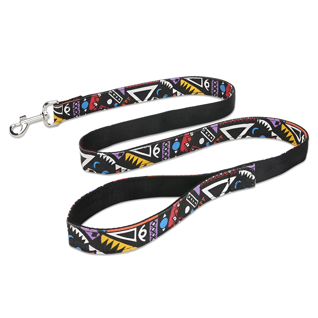 Black plaid stripe 120cm dog traction rope with hand-held loop