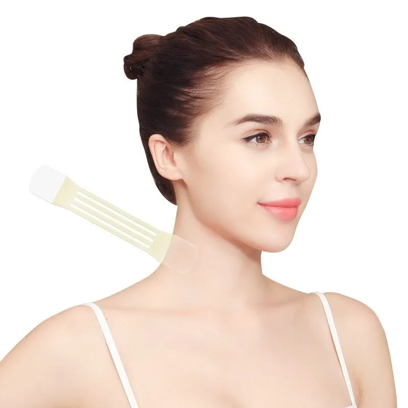 Skin colour neck pattern sling tape with 20 patches in 4-pack set for invisible neckline support