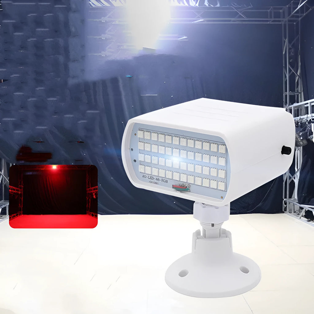 Compact white 48 LED professional strobe light for stage and club sound-activated flashing.