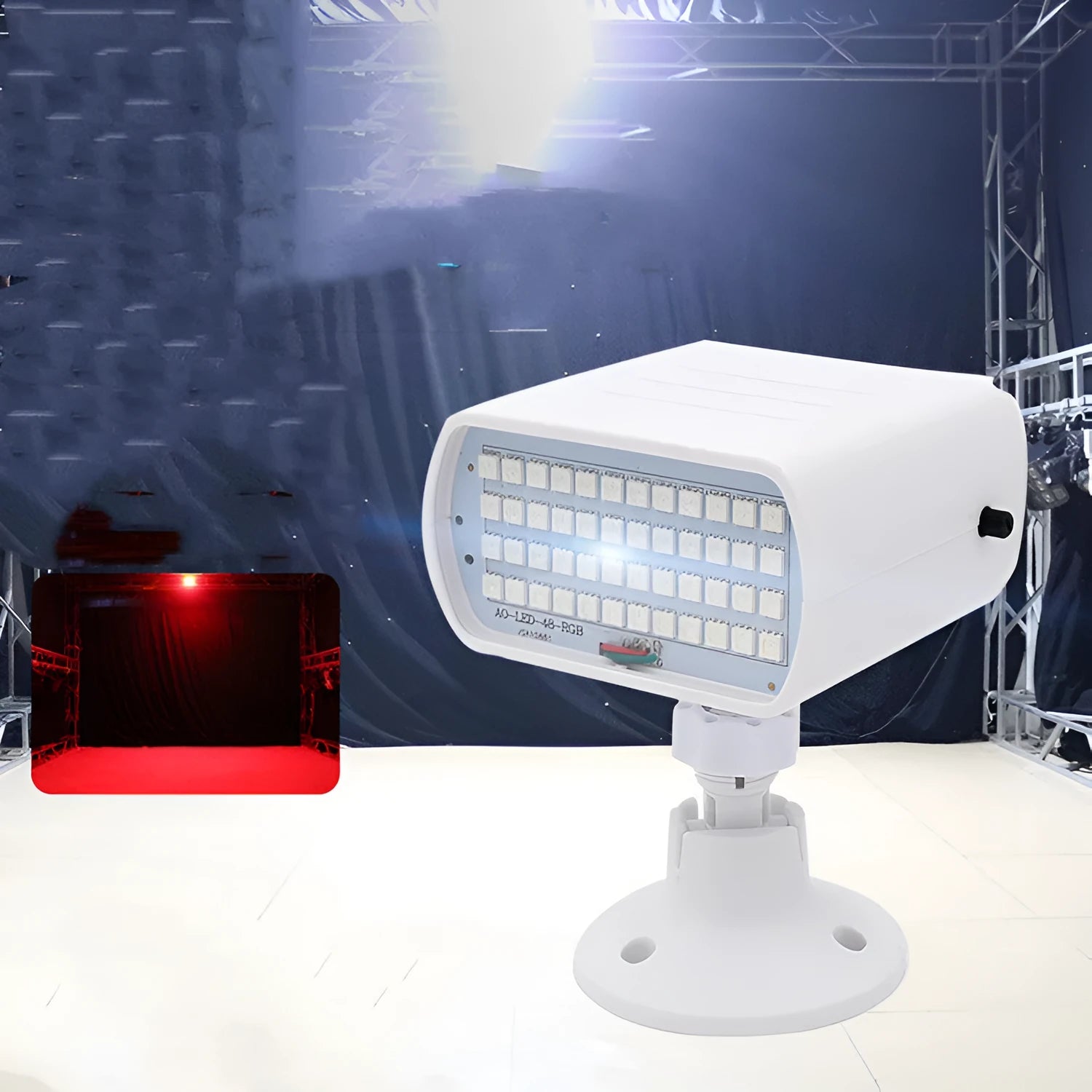 Compact white 48 LED professional strobe light for stage and club sound-activated flashing.