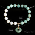 Women's blue Burma jade bracelet with geometric design and horseshoe screw safety buckle