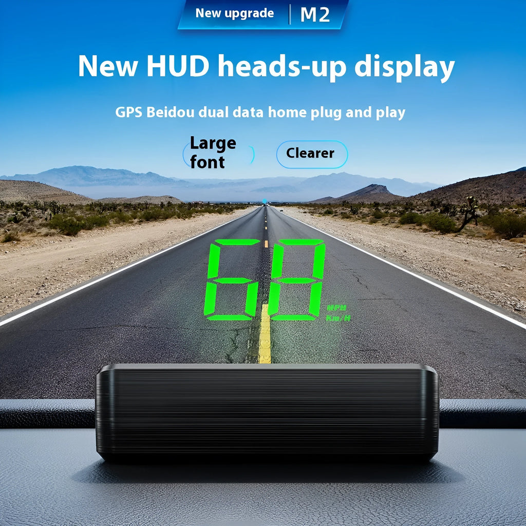 New universal head-up display car GPS velometer with HD speed display in green and white