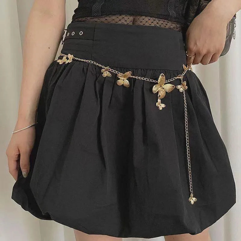 Golden butterfly waist chain with alloy construction and single circle design