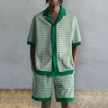 Men's plus size short-sleeved printed shirt and matching shorts two-piece set in colour MHX01344.