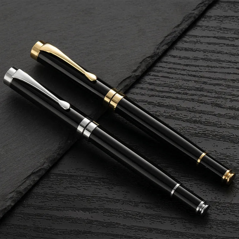 Metal fountain pen with gold clip and 0.5mm F nib for calligraphy practice