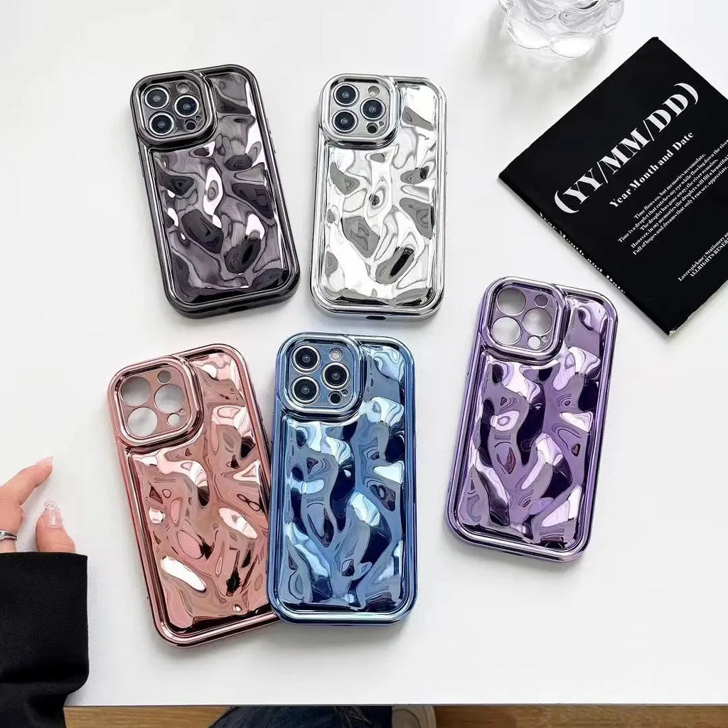 All-inclusive TPU phone case with electroplated meteorite pattern for iPhone in black colour