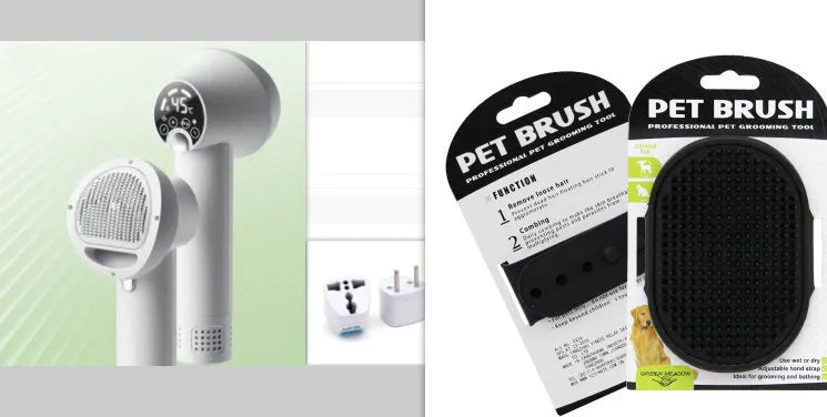 Smart pet hair dryer in white with blow and comb function for dog cat grooming