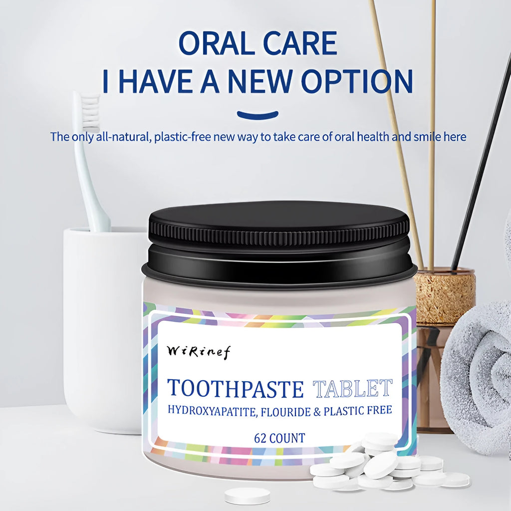 TP19 colour solid toothpaste tablets in container with 62 pieces for portable oral hygiene