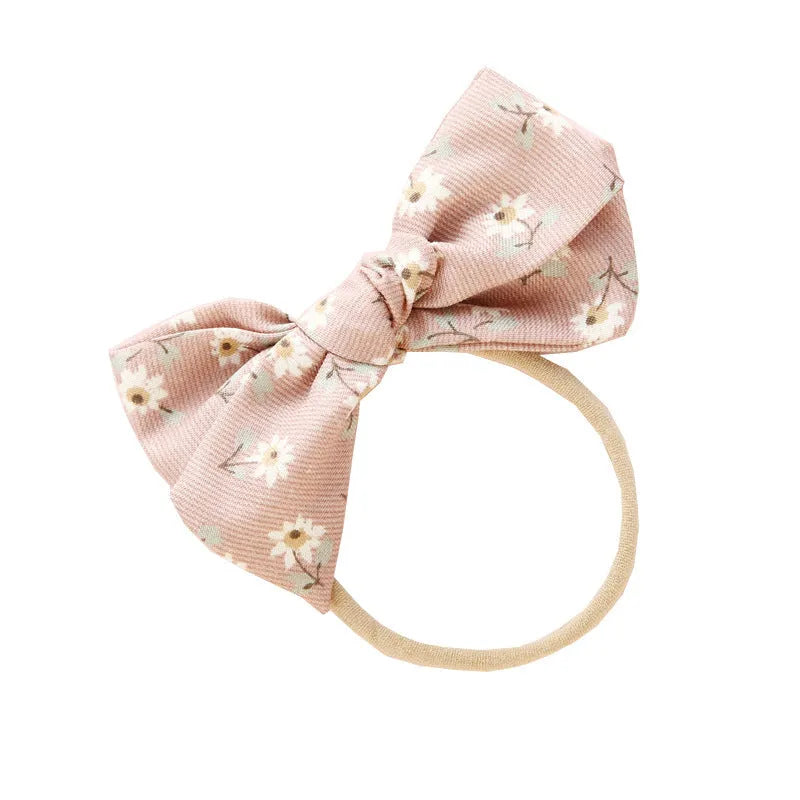 Children's knotted bow hair ring in cloth fabric with Snow White Princess printing