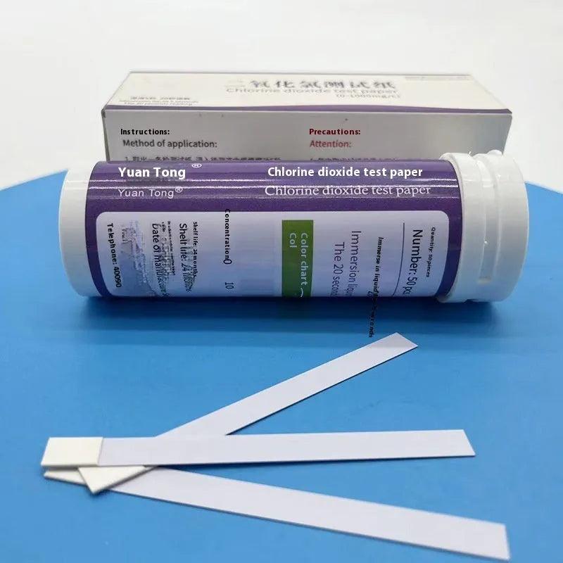 Chlorine dioxide test paper bottle containing 50 pieces for 0-1000mg/L waste water concentration detection