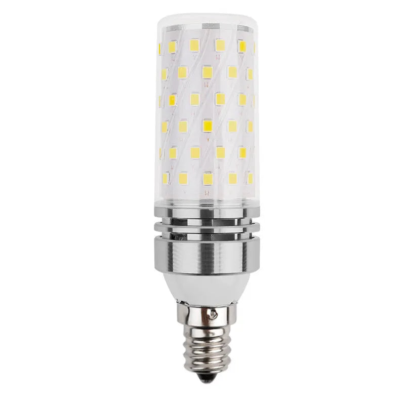 12W E14 screw cap LED corn light bulb with three colour temperature settings on a white background.