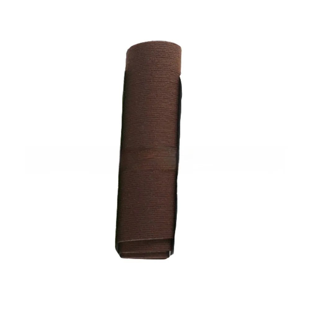 Self-adhesive cat scratch carpet mat in beige, trimmed to fit sofa arm, with scissors and roll packaging