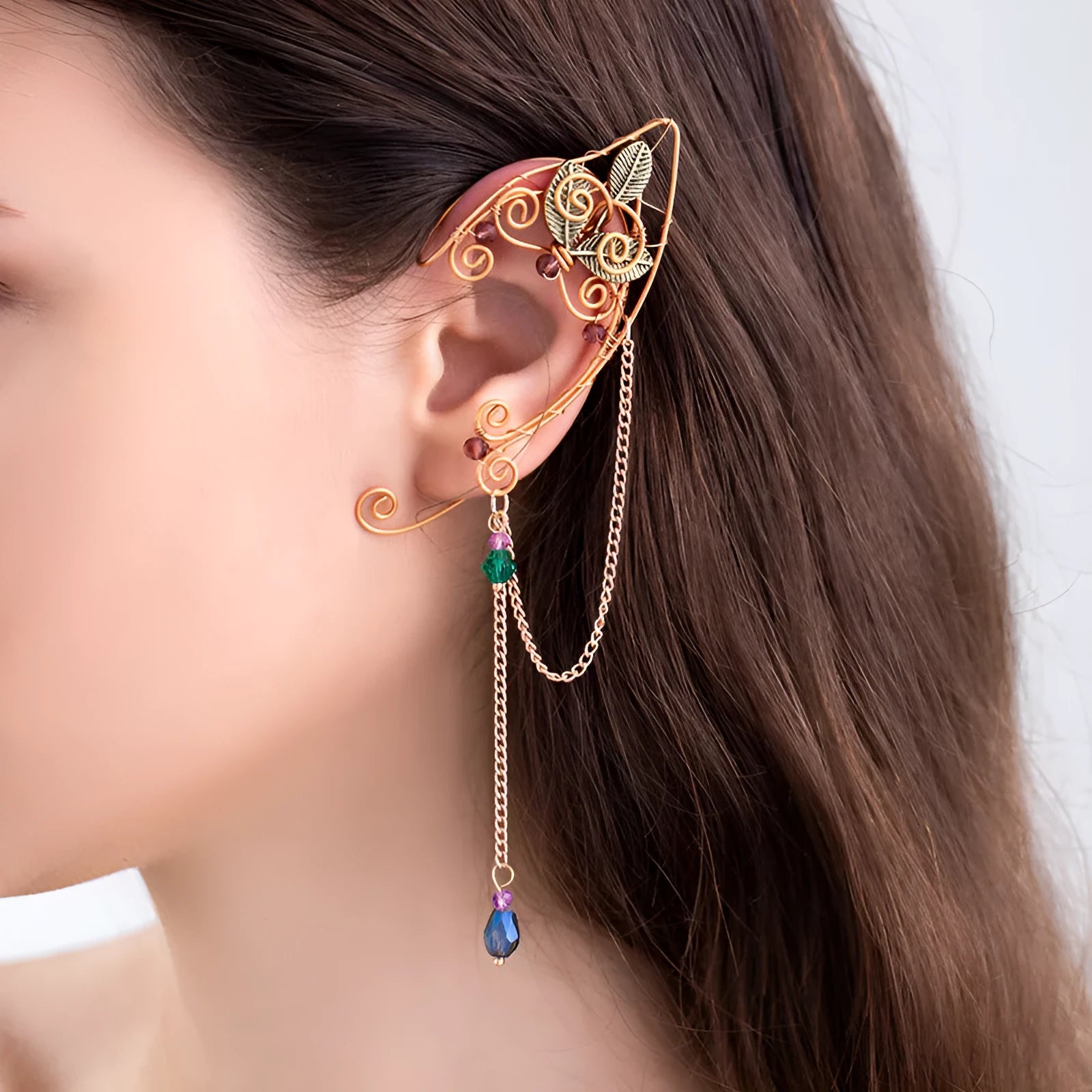 Long tassel non-piercing ear clip earrings for women in alloy with original design, single piece