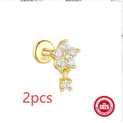 S925 sterling silver moon and star earrings with embedded diamond accents in a gold colour finish.